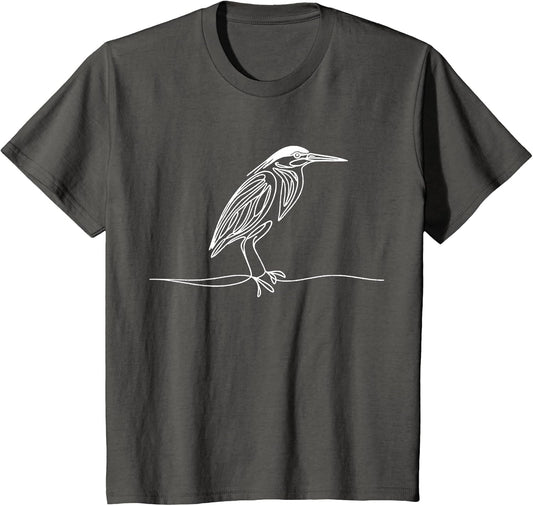 Green Heron Line Art Bird Watcher Ornithology Nature