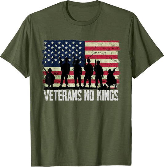 Veterans No Kings Shirt Vintage America Flag Veterans