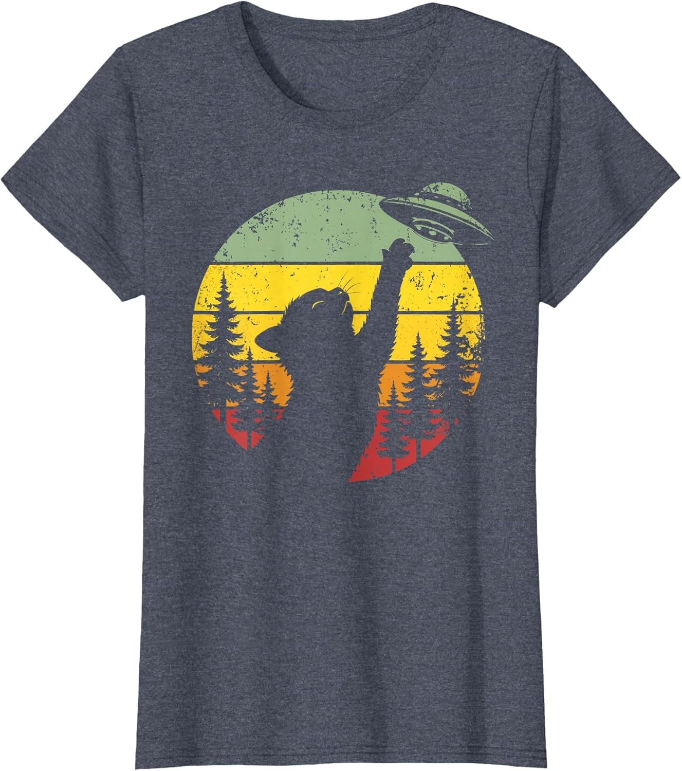 Cat UFO Shirt Alien Spaceship Retro Funny