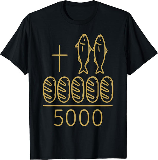 2 Fishes 5 Breads Jesus Cross 5000 Miracle Christian