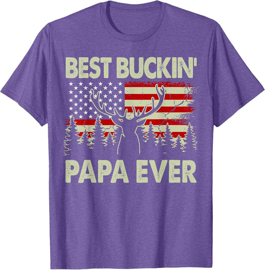 Best Buckin Papa Ever Deer Hunting-Shirt Funny Hunter Dad