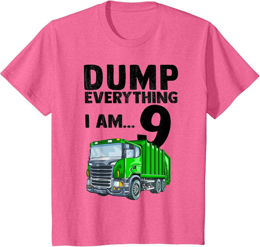 Recycling Trash Garbage Truck Birthday 9 9th Shirt Kids Boys
