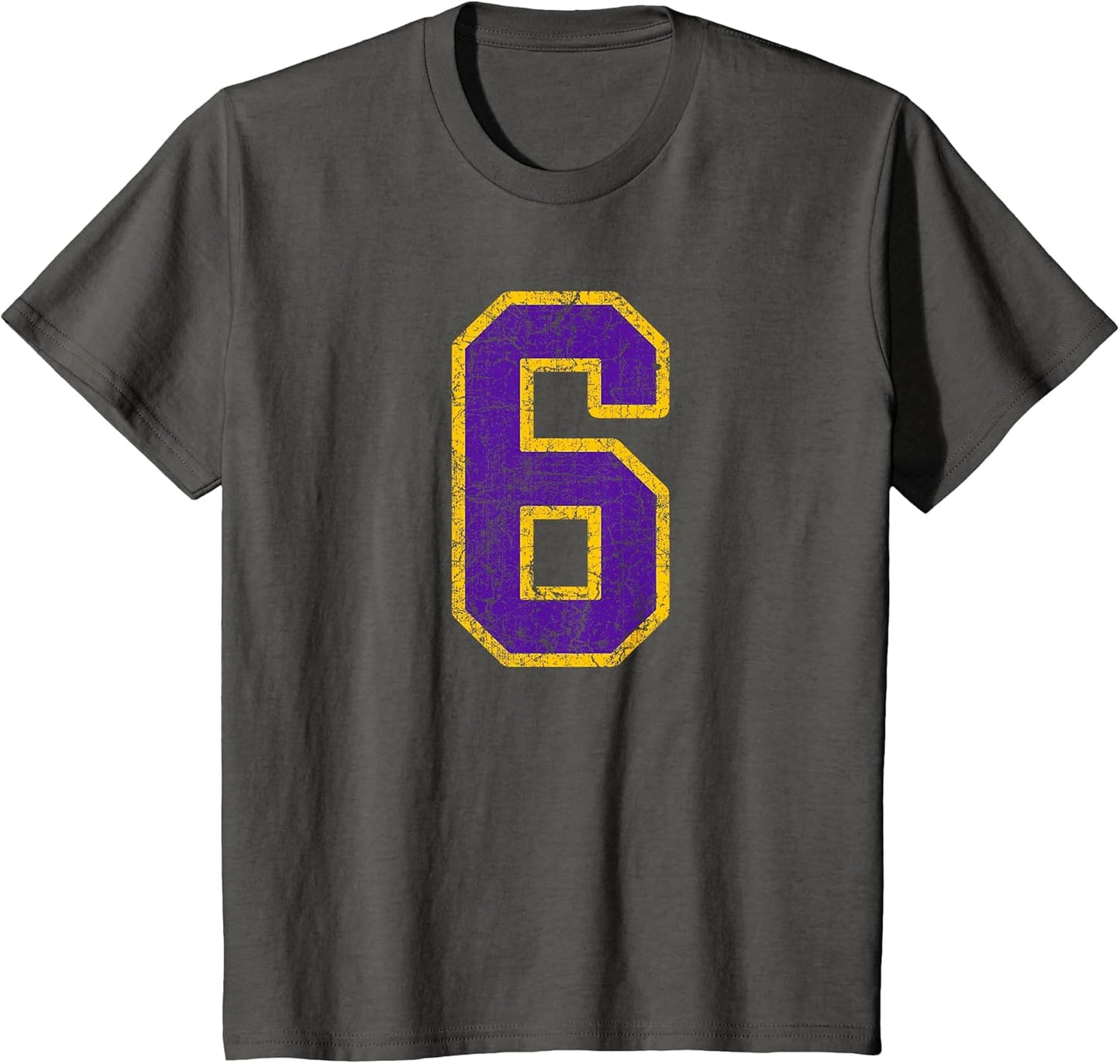 Purple Gold Number 6 Jersey Player Uniform #6 Grunge