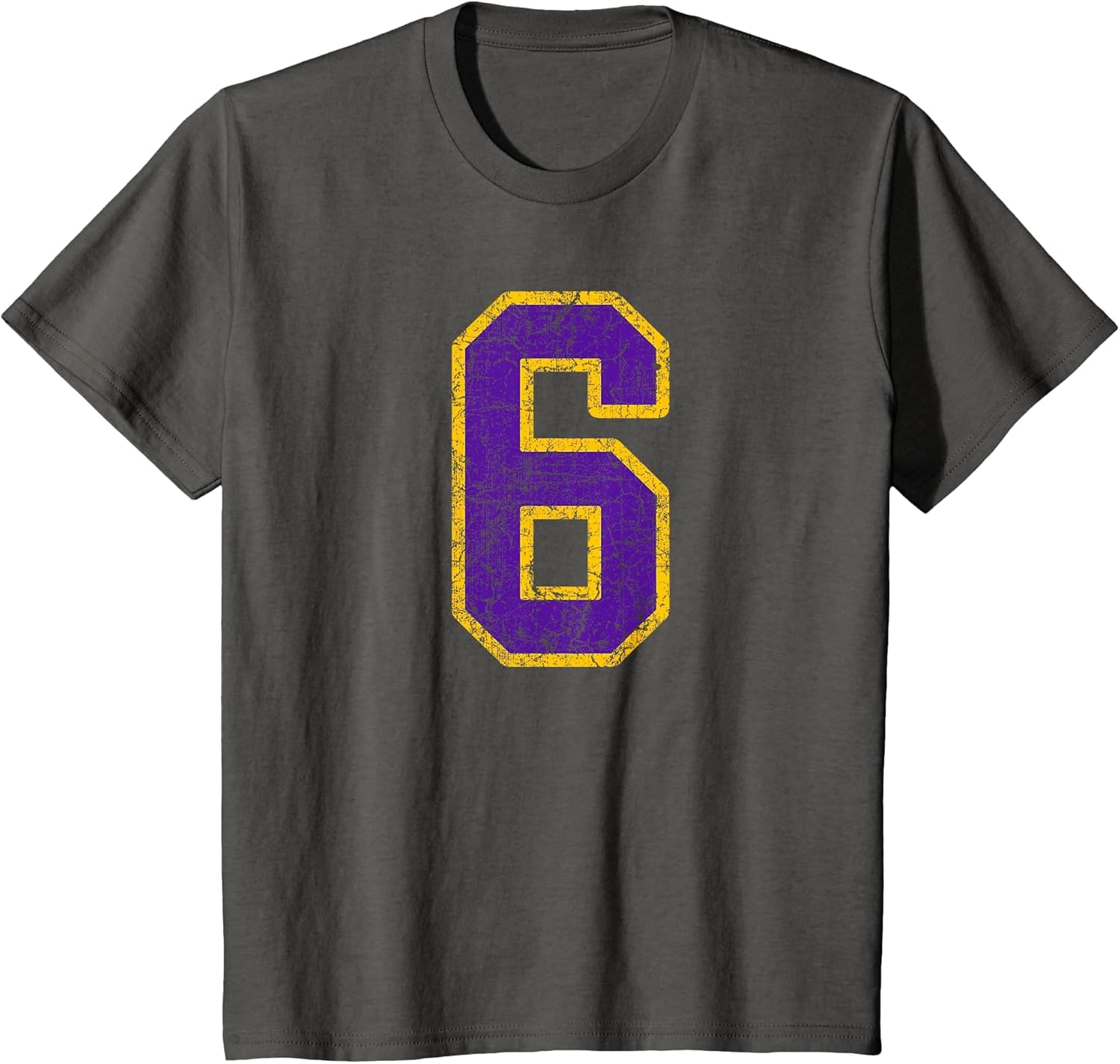 Purple Gold Number 6 Jersey Player Uniform #6 Grunge