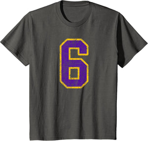 Purple Gold Number 6 Jersey Player Uniform #6 Grunge