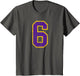 Purple Gold Number 6 Jersey Player Uniform #6 Grunge