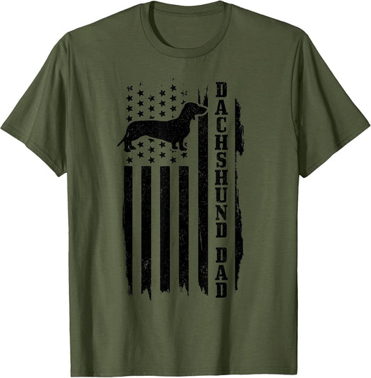 Dachshund Dad Vintage American Flag