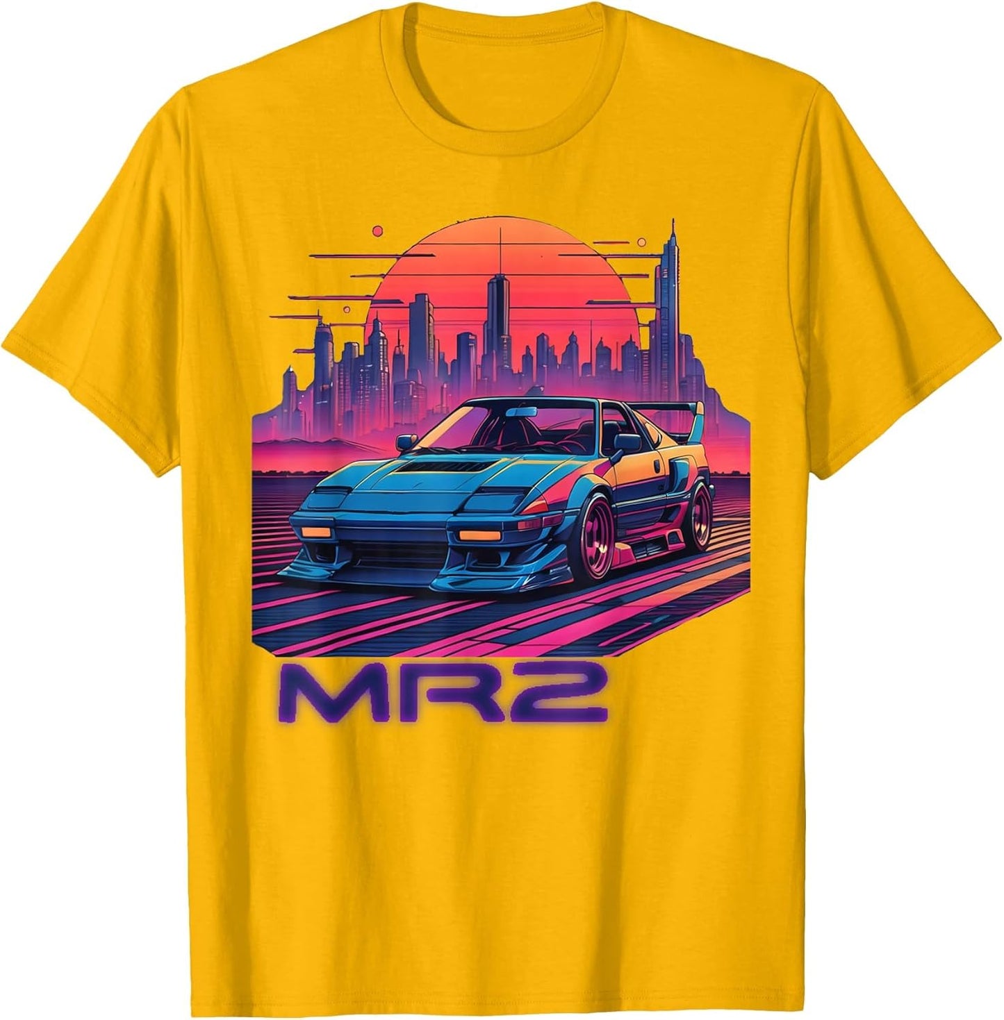 Neon Dreams: 90s Japanese Sports Car MR2 in Cyberpunk City