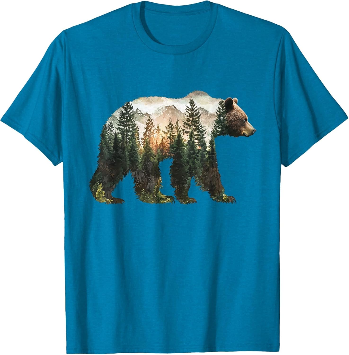 Bear Forest Mountains Trees Nature Sunset Outdoor Graphic