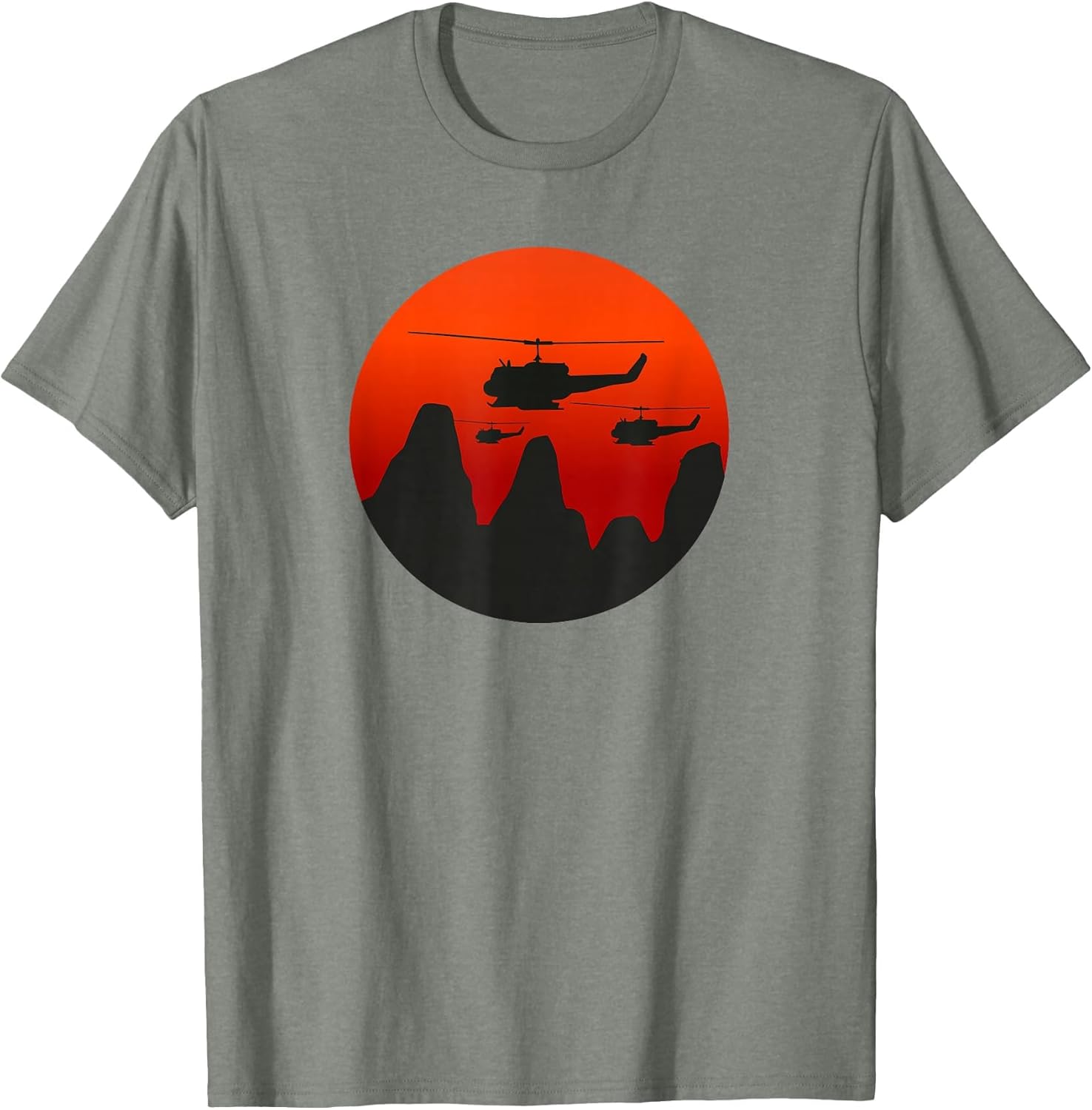 UH-1 Huey Retro Helicopter Vintage Sunset Vietnam Chopper