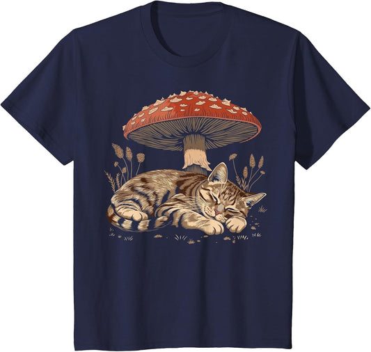 Cute Tabby Cat Gray Cat Cottagecore Aesthetic Mushroom