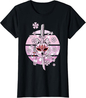 Kitsune Mask Japanese Nine Tailed Fox Cherry Blossom Flowers