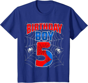 Kids Spider Web Five 5 Years Old It's My 5th Birthday Boy