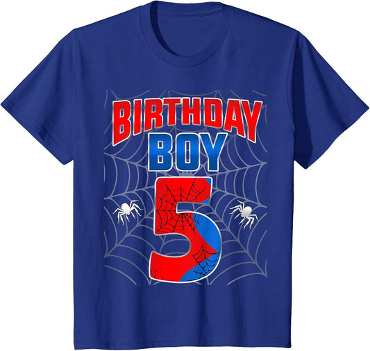 Kids Spider Web Five 5 Years Old It's My 5th Birthday Boy