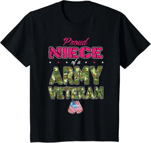 Proud Niece of A Army Veteran US Flag Camo Military Child