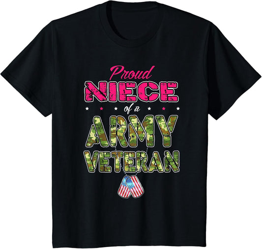 Proud Niece of A Army Veteran US Flag Camo Military Child