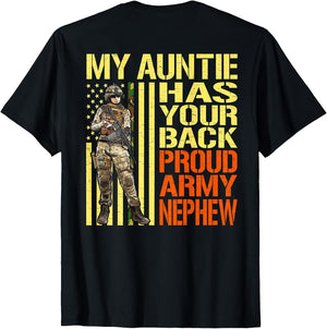 My Auntie Has Your Back Shirt Military Proud Army Nephew