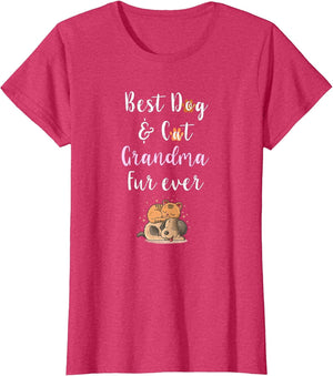 Best Dog & Cat Grandma Fur Ever Funny Fur Kid Granny Saying