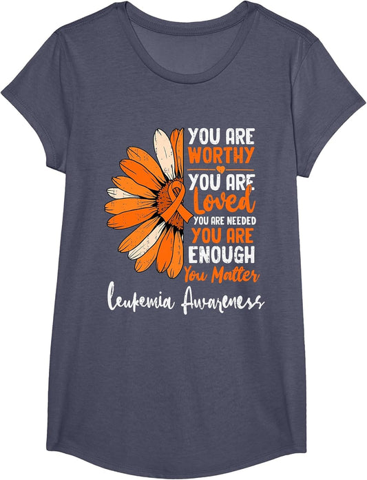 Motivational Leukemia Awareness Sunflower Ribbon Orange