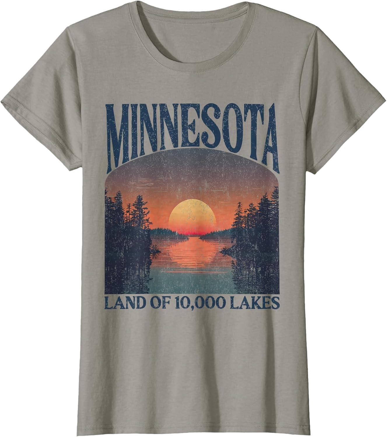 Minnesota Land of 10000 Lakes Sunset Nature Vintage Style