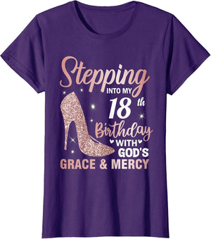 Stepping Into My 18th Birthday Shirt Girls 18 Year Old Bday
