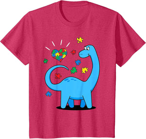 Cute Dinosaur Puzzle Heart Boys Autism Awareness Month