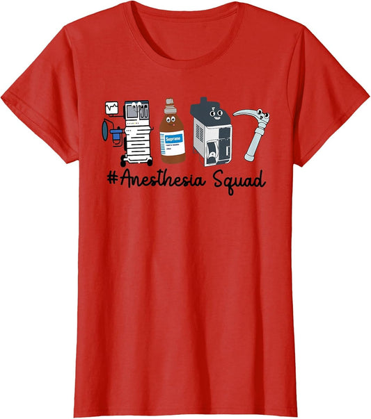 Funny Anesthesia Tech, Anesthesia Squad Goals CRNA Anesthesi , Women, Red, Medium