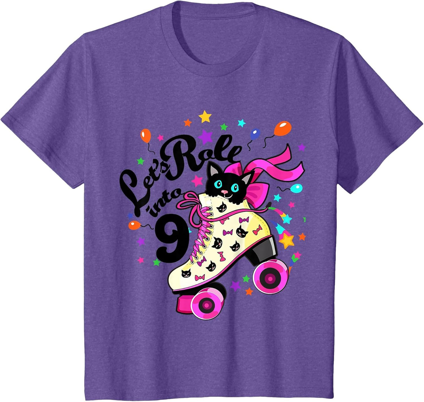 Kids 9 Year Old Birthday Shirt Girl Roller Skate Cat Bday Dress