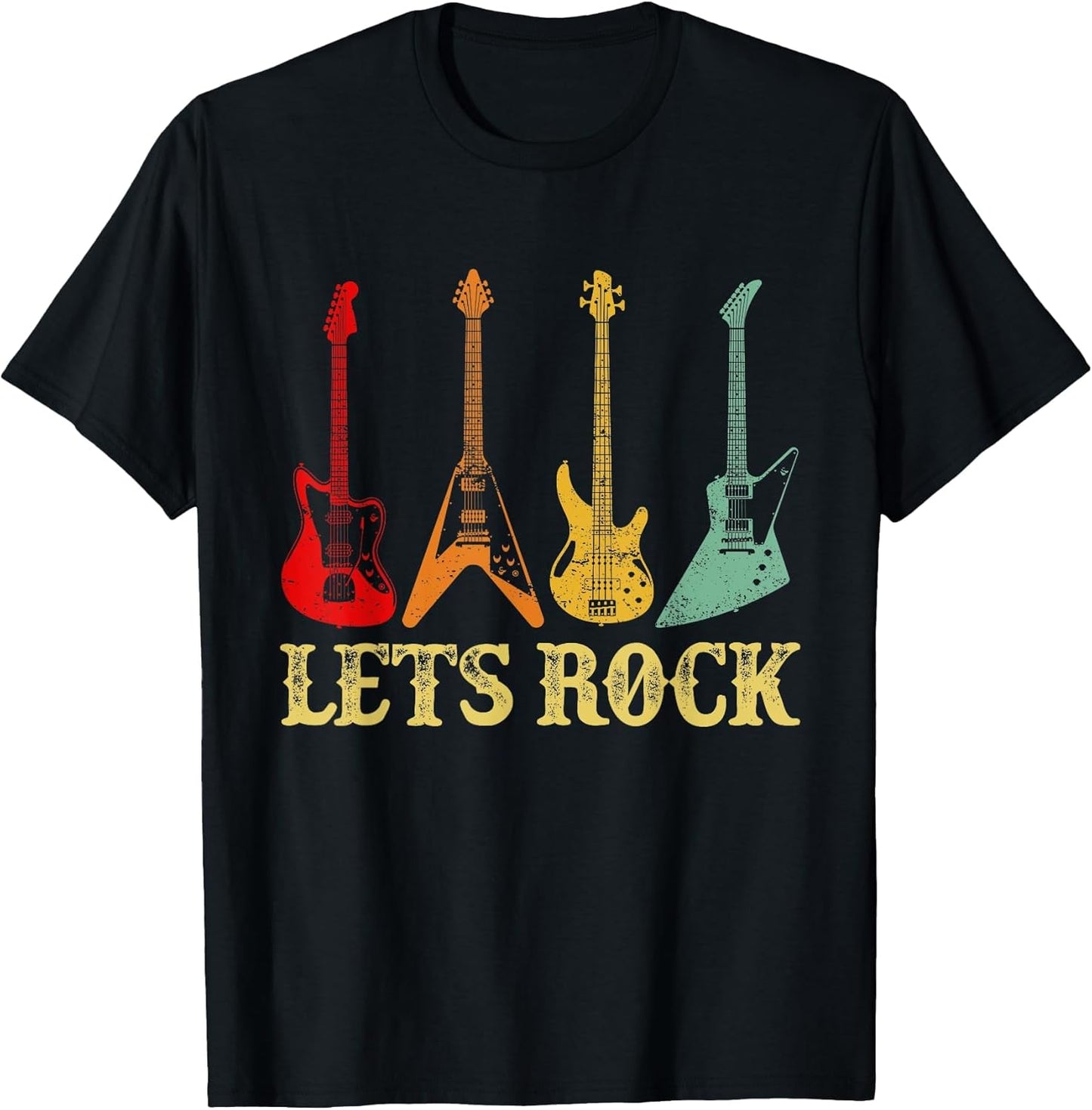Vintage Retro Lets Rock Rock n Roll Guitar