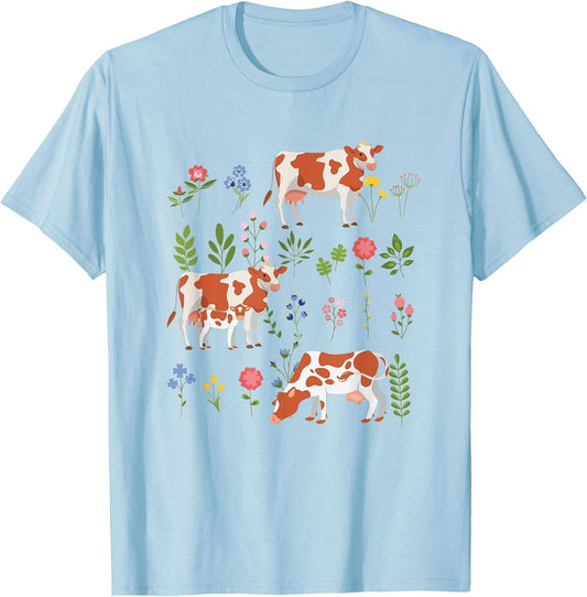 Cow Lover Floral Botanical Cottagecore Aesthetic Farm Life