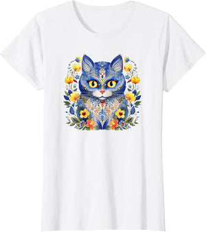 Ukraine Cat Floral Vintage Ukrainian Vyshyvanka Style