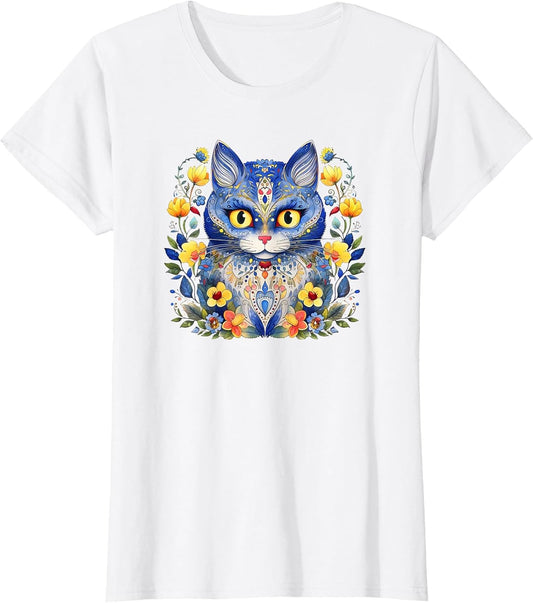 Ukraine Cat Floral Vintage Ukrainian Vyshyvanka Style