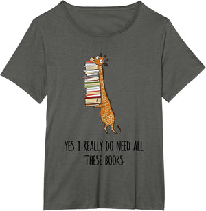 Giraffe Holding A Stack of Books Yes I Really Do Need All