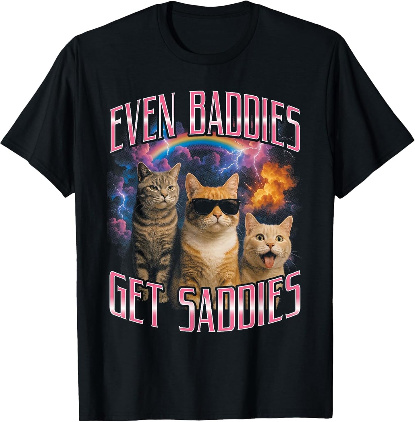 Even Baddies Get Saddies Funny Cat Meme Vintage 90s