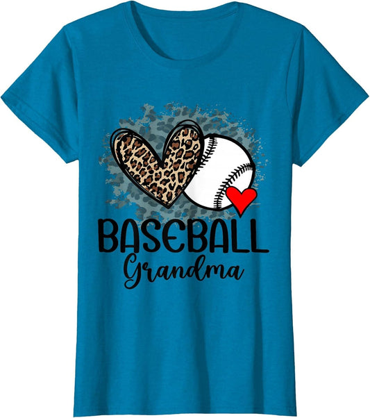 Baseball Grandma Funny Leopard Heart Proud Baseball Grandma