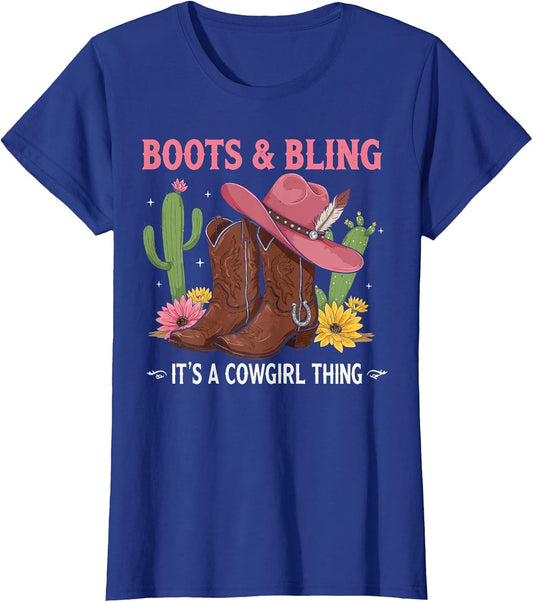 Howdy Country Rodeo Girl Western Boots & Bling its a Cowgirl