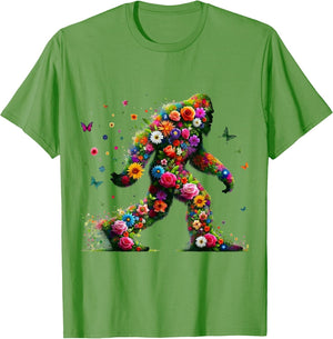 Floral Bigfoot Colorful Flower Power Hippie Sasquatch Art
