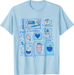 Diabetes Awareness Fight Cure Hope Blue Ribbon T1D Diabetic