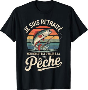 Je suis Retraité Cadeau Pêche Humour Homme Vintage Pêcheur