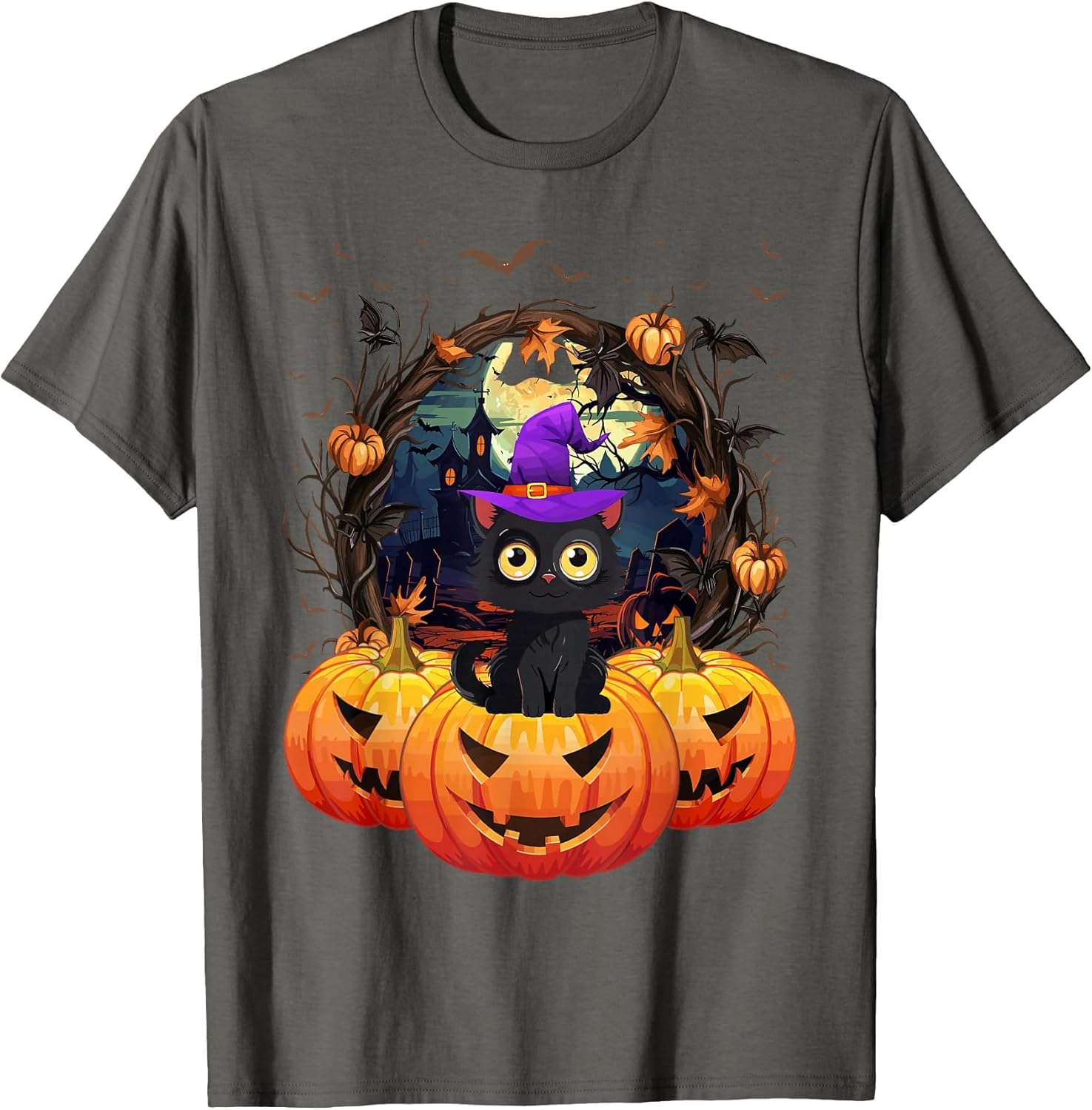 Retro Black Cat Halloween Pumpkin Costume Men Kids
