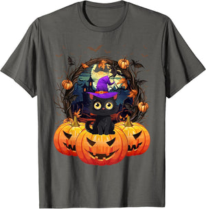 Retro Black Cat Halloween Pumpkin Costume Men Kids