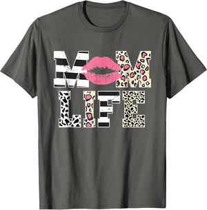 Mom Life Leopard Lips Stripe Graphic Funny Mother's Day