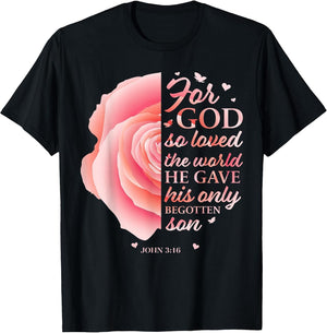 John 3:16 Pink Flower Christian Sayings Women Gifts Mom Her