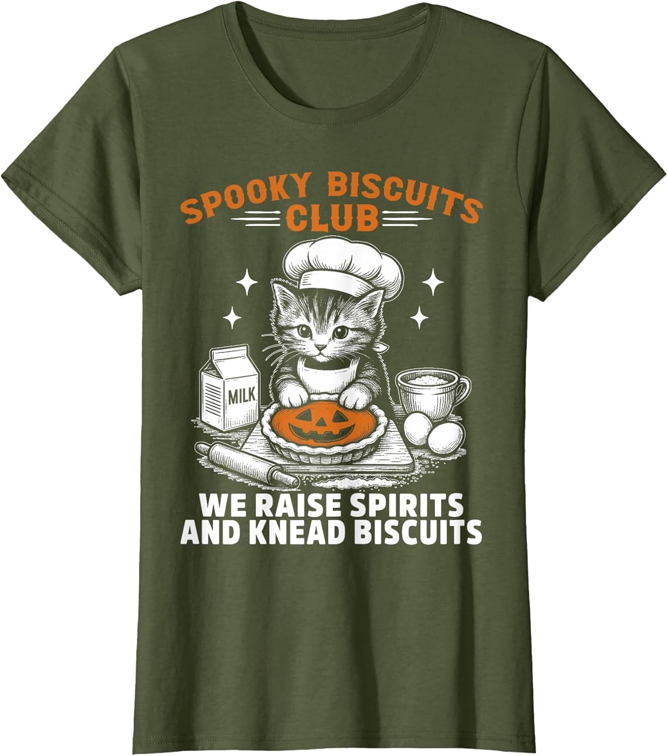 Spooky Biscuits Club Cat, Funny Halloween Cat Baking