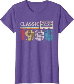 Classic 1986 Vintage 1986 Cassette Tape Men Women Birthday