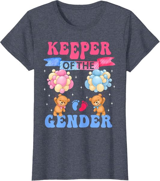 Keeper of The Gender Reveal Cute Bear Balloons Pink Or Blue