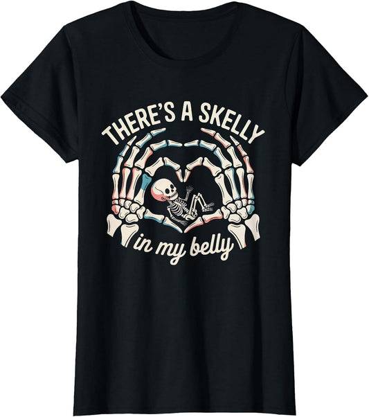 Skeleton Pregnancy Halloween There's a Skelly in My Belly