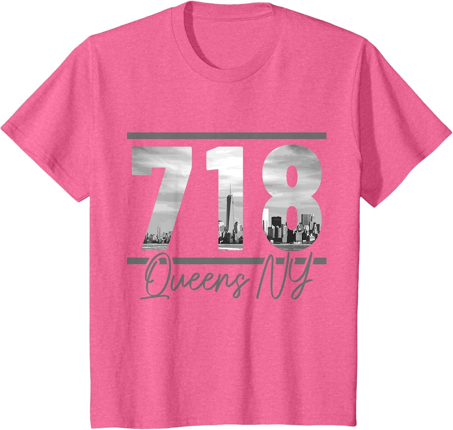 New York City 718 Area Code Skyline Queens NY NYC Vintage