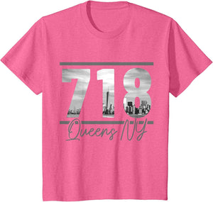 New York City 718 Area Code Skyline Queens NY NYC Vintage