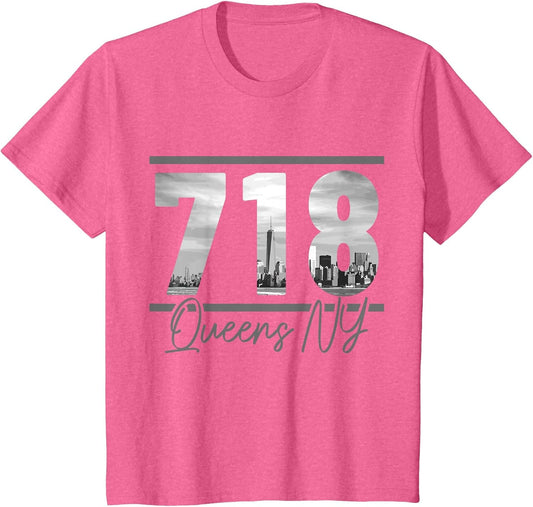 New York City 718 Area Code Skyline Queens NY NYC Vintage